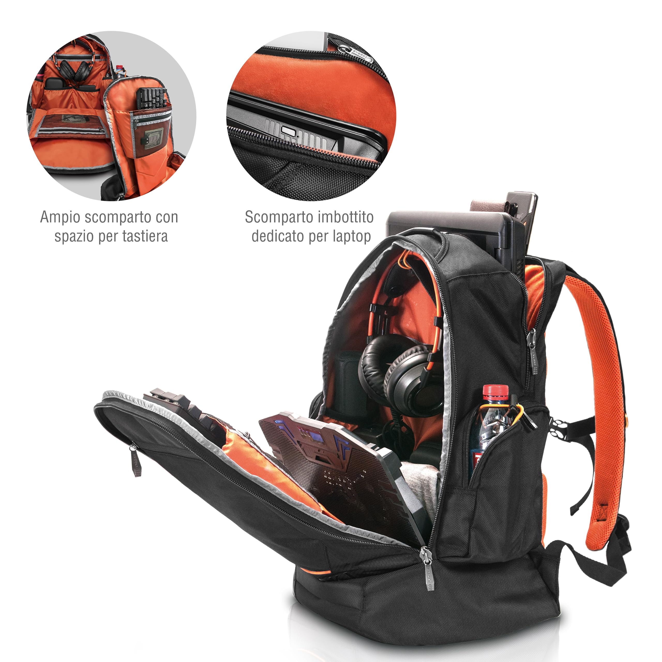 Everki ContemPro Rucksack Laptop 17 bis 18,4 Zoll, Groß, Business und Gaming, Schwarz, 42 l