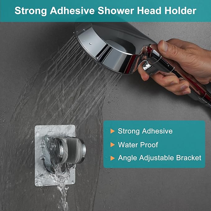 Regadera de Mano GwernKB con 7 Modos y Botón de Pausa, Cromo miniatura 9