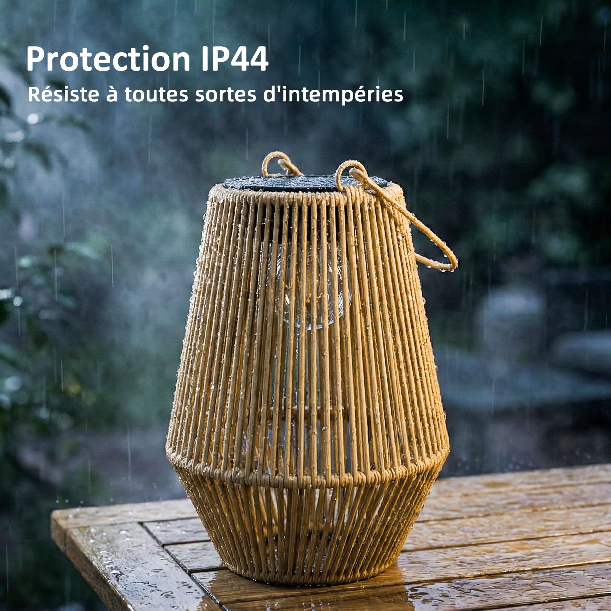 Outsunny Lot de 2 Lanternes Solaires Suspendues Extérieur, Lampes de Jardin en Résine Tressée avec Allumage Automatique, Poignée, IP44, pour Terrasse, Chemin, Marron