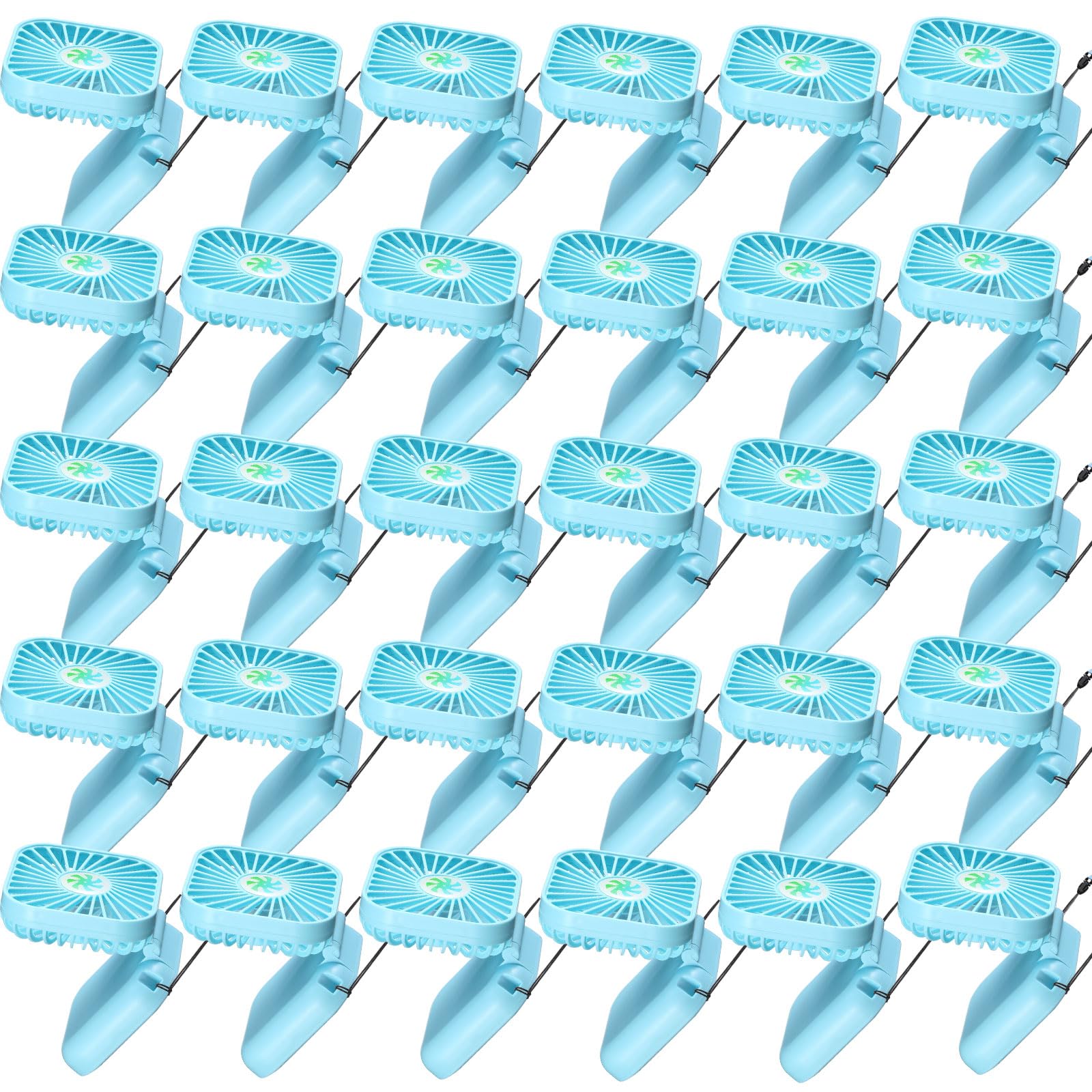 Mini ventilateur de cou portable bleu rechargeable USB Hortsun lot de 30