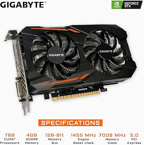 Vista 17 de Tarjeta gráfica Gigabyte Geforce GTX 1050 Ti Windforce (GV-N105TWF2OC-4GD)