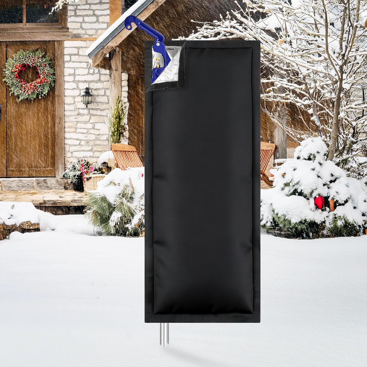 Outdoor Faucet Covers for Winter, 47.2"H×13.4"W - Waterproof Oxford Fabric Water Faucet Cover, Freeze Protection Outdoor Faucets Hose Bibs for Wall Taps Garden, Lawn, and Sprinkler Systems