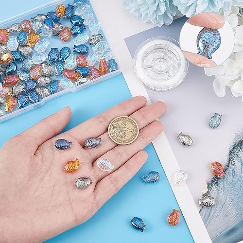 Miniatura 10 de SUNNYCLUE 1 caja de 120 cuentas de pez de estrella de mar, cuentas de estrella de mar, cuentas de estrella de vidrio, cuentas sueltas de animales