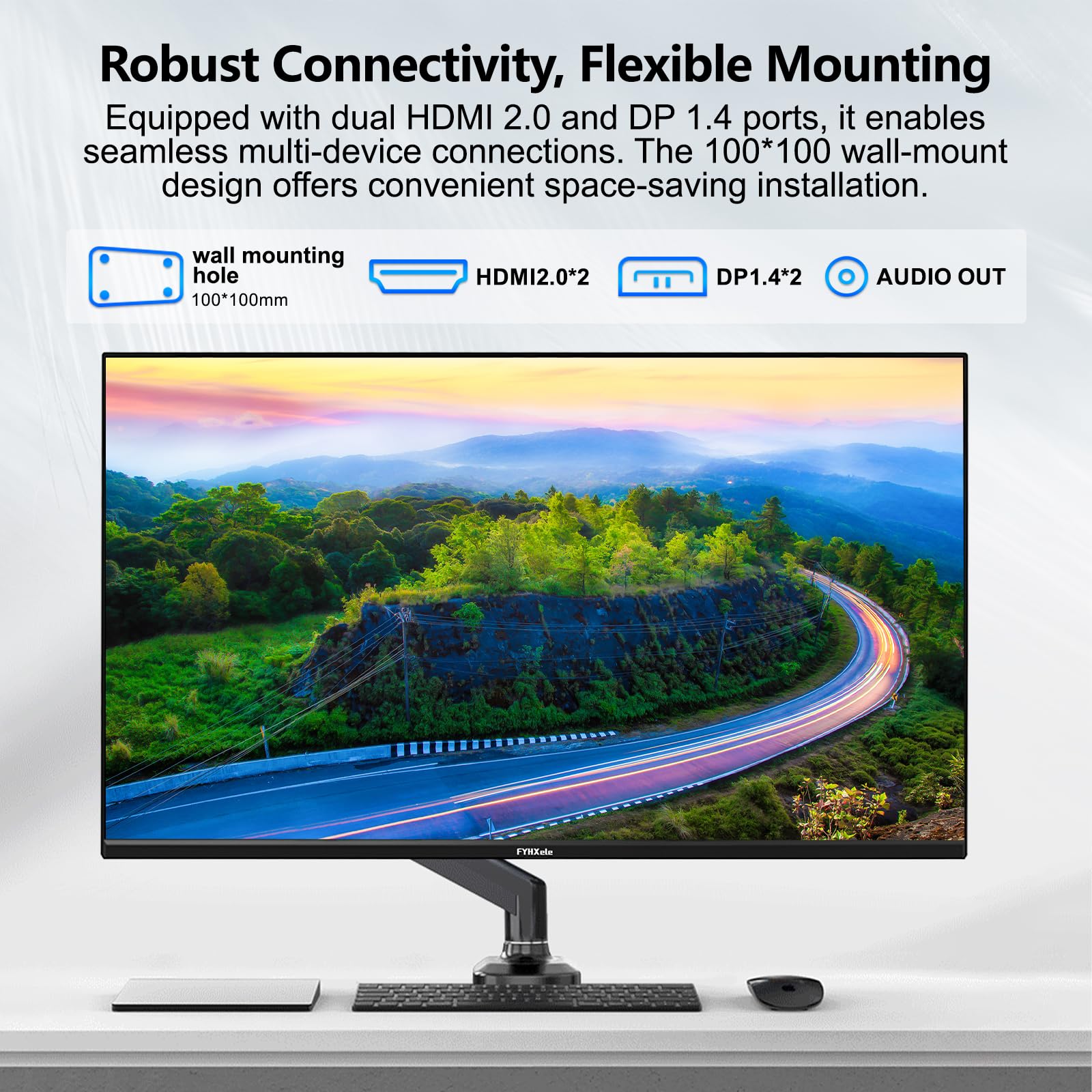 Monitor de computadora UHD 4K de 32 pulgadas, 75 Hz 1MS, monitor IPS para diseño, juegos casuales, trabajo, monitor de bisel ultradelgado compatible con sincronización adaptativa, 100% sRGB, HDR10, 2X