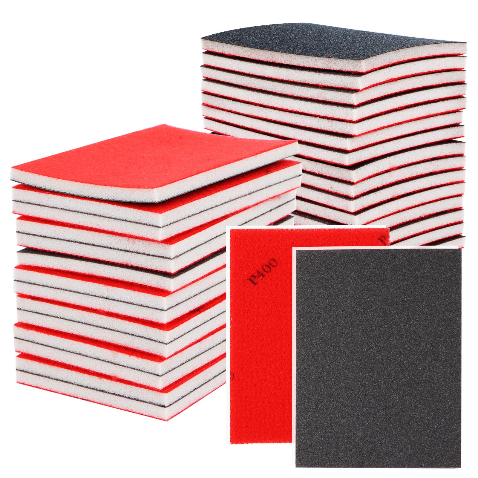 Pack of 30 Sanding Sponge 400/600/800 Grit Hand Sanding Blocks Sandpaper Washable Reusable for Sanding Polishing Metal, Wood