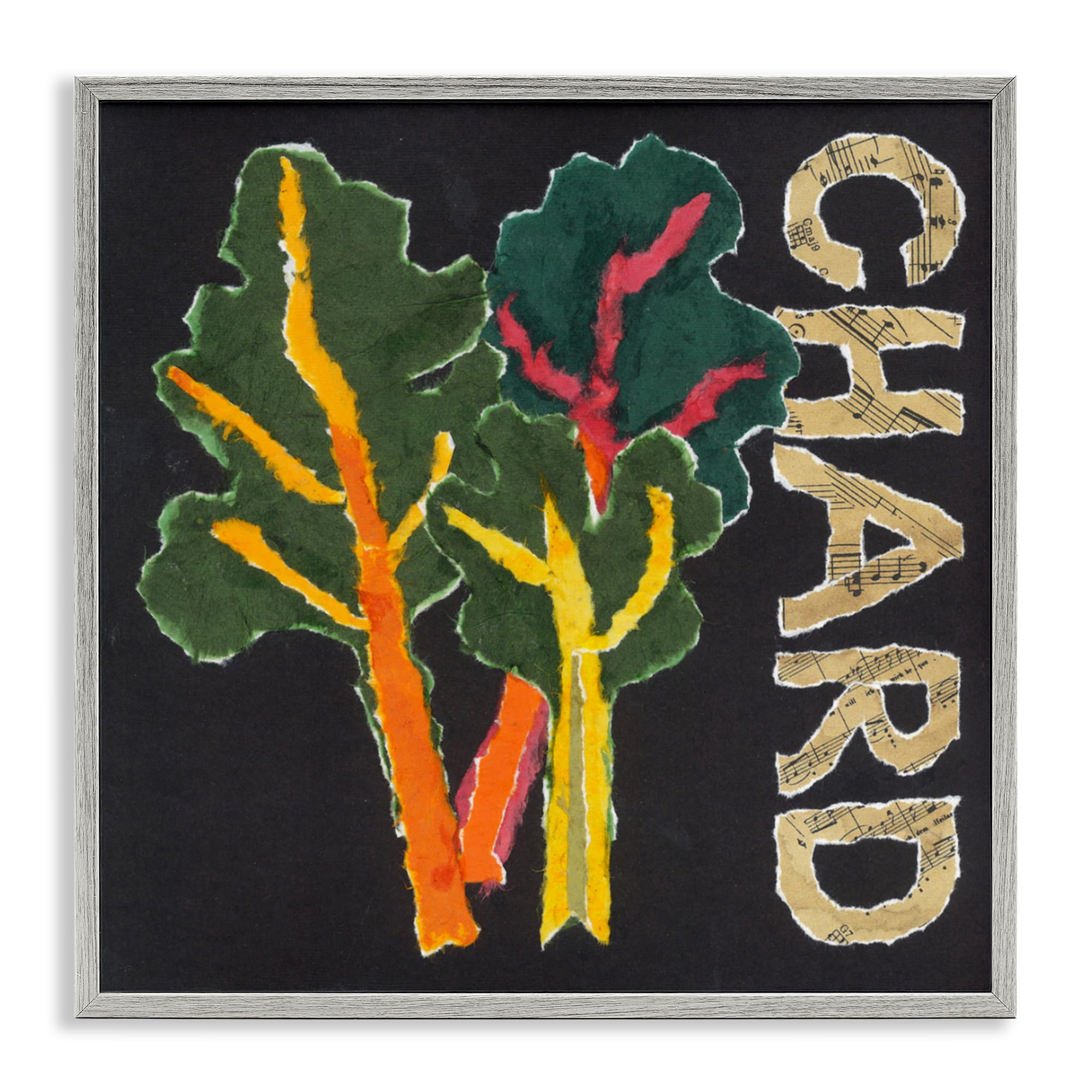Stupell Industries Gerahmte Giclée-Kunst, Motiv: Mangold-Blattgemüse, grau, 30,5 x 30,5 cm, einfach aufzuhängen und stabil, hergestellt in den USA, von Nancy Overton