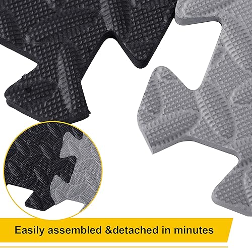 Miniatura 5 de 100 tapetes de espuma para cubiertas de suelo de 96 pies cuadrados, tapete de ejercicio cuadrado entrelazado con borde protector para gimnasio,