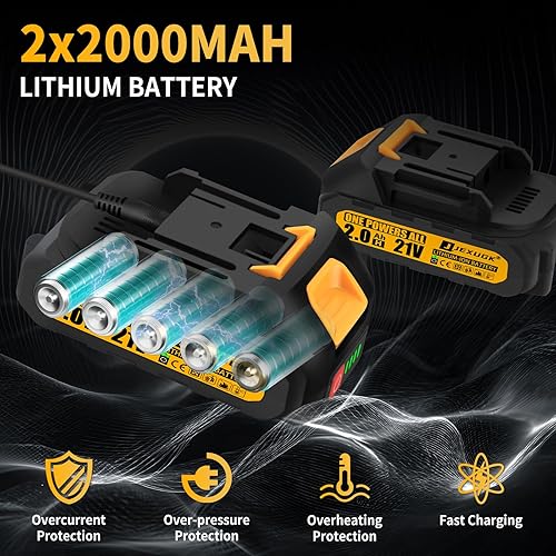 Miniatura 4 de Mini motosierra de 6" inalámbrica, 2 x 2.0Ah batería, sierra de cadena eléctrica sin escobillas de instalación sin herramientas con 2 cadenas