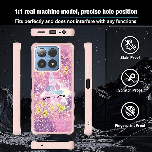 Miniatura 141 de Cricket Debut S2 - Funda compatible con AT&T Calypso 4 U380AC U380AA con protector de pantalla de vidrio templado, soporte de anillo, purpurina