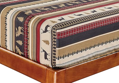 Miniatura 3 de Chezmoi Collection Juego de sábanas de microfibra con estampado de alces y ciervos rústicos de 3 piezas, tamaño individual