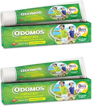 Odomos Naturals Non-Sticky Mosquito Repellent Cream - 100g (Pack of 2), Clinically Tested & Pediatrician Certified | 8 Hours Protection in Single Application | | Safe on Skin - Best Deal Finder