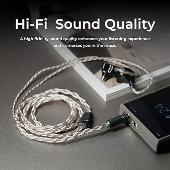 HiFiGo Effect Audio Cadmus Lite 4-Wire IEM Cable, Silver-Plated Copper Litz, Clear Treble & Spacious Vocals Septuplet Core Bundle Headphone Cord for 2-Pin IEMs (120cm, 4.4mm Jack)