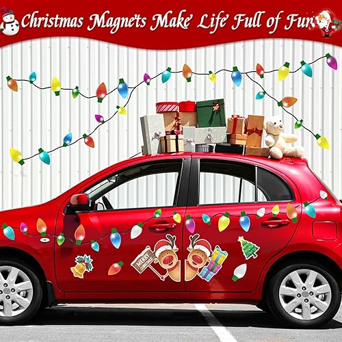 Miniatura 5 de 40 imanes de decoración navideña, decoración de Navidad, nevera de automóvil, puerta de garaje, decoración de Navidad, bombilla reflectante, reno,