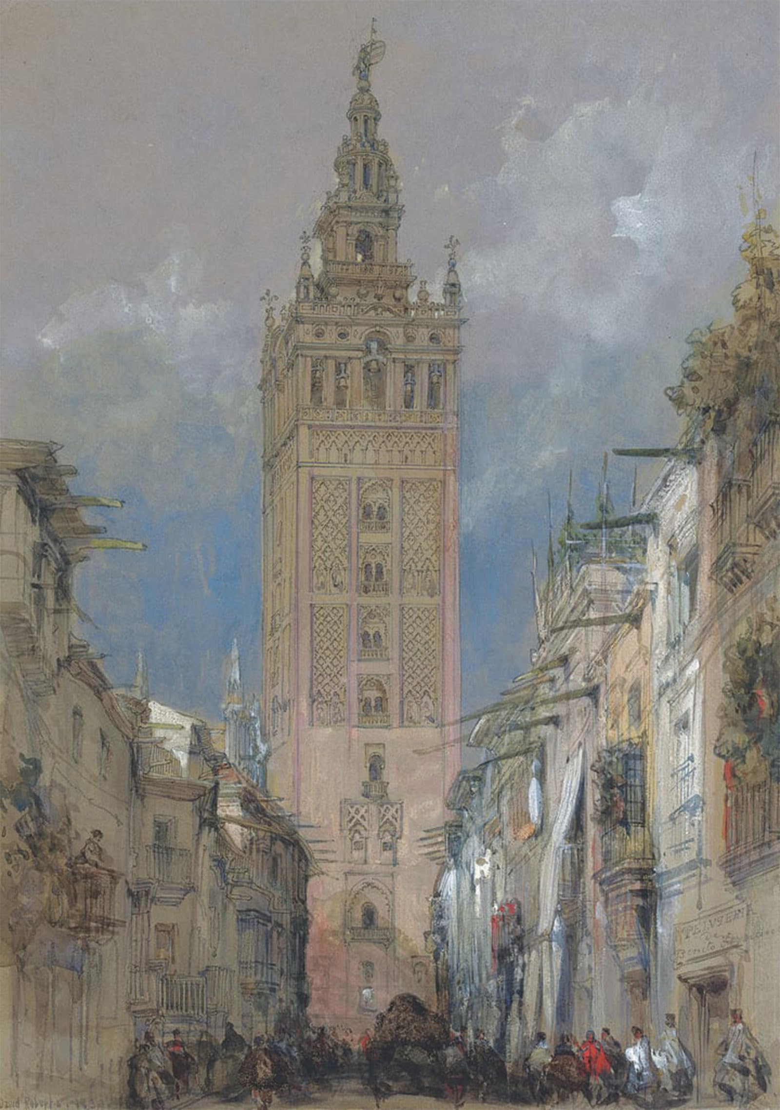 RZHRHJES Abstract Painting Poster Art Print Canvas Print Poster the Moorish Tower At Seville the Giralda Spain by David Roberts Landscape Canvas Painting for Office Decor 60x90cm
