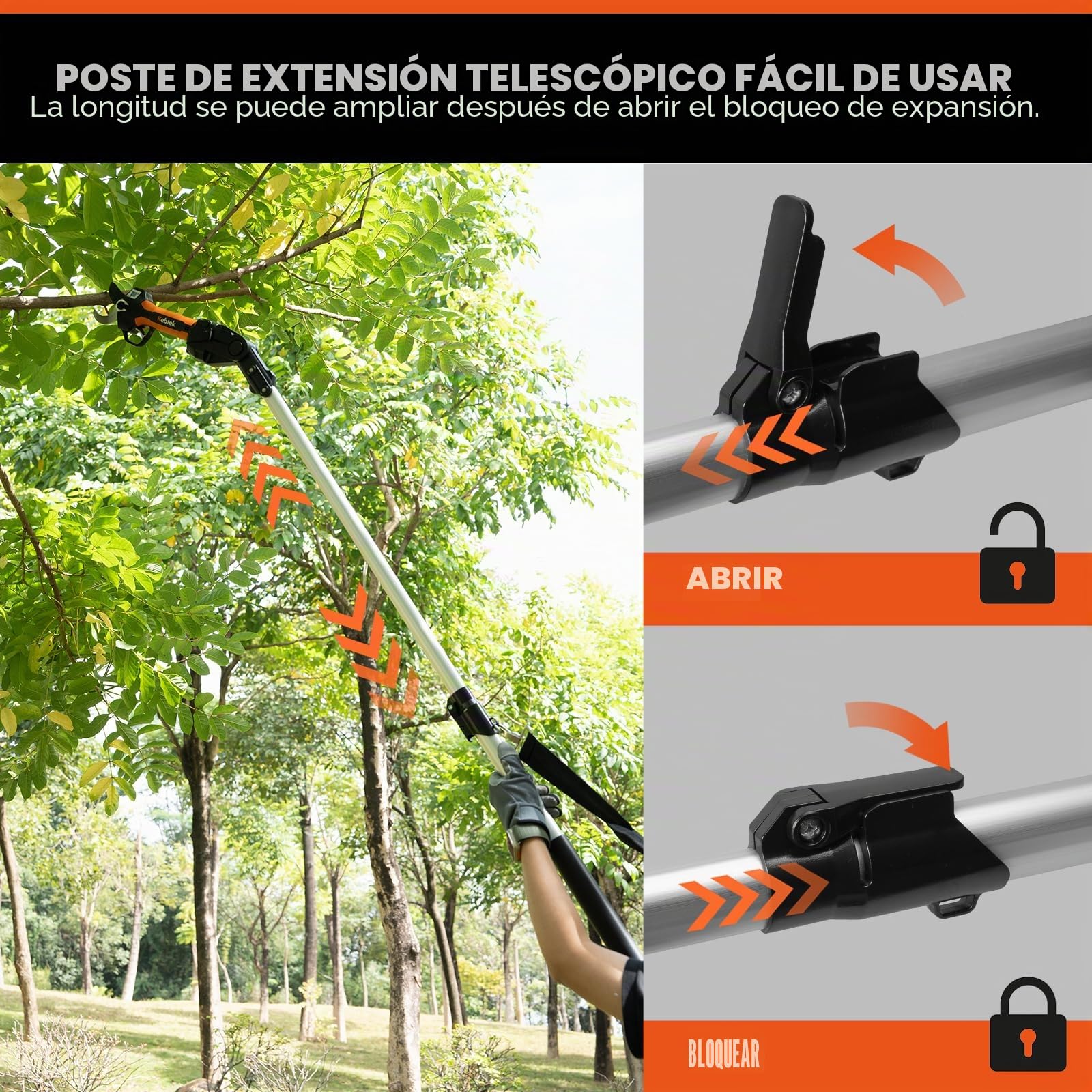 Kebtek - Juego de tijeras de podar con batería (40 mm, 21 V, 2 unidades, 2 Ah, baterías de litio)