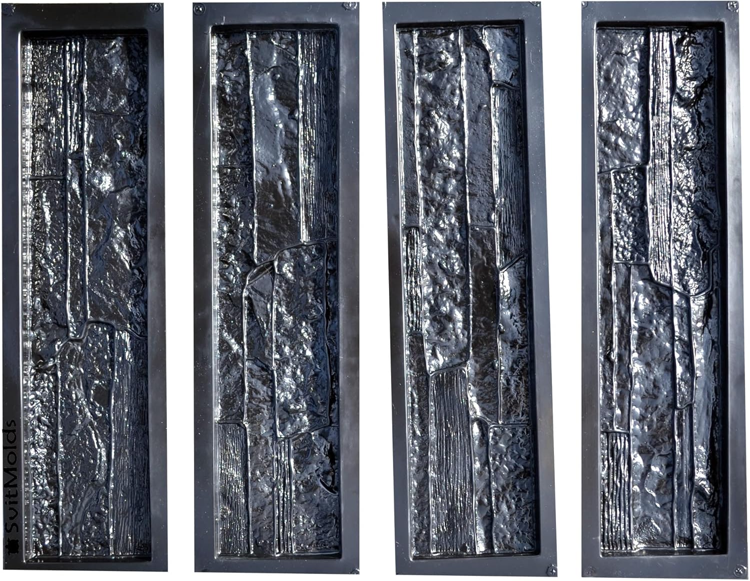 SvitMolds Concrete Molds DIY Set 4 Plastic Molds for Concrete Plaster Wall Stone Cement Brick Tiles Mould ABS Natural Stones for Walls Realistic Stone Textured W34 (ABC Plastic)
