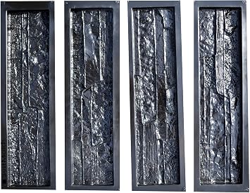 Concrete Molds DIY Set 4 Plastic Molds for Concrete Plaster Wall Stone Cement Brick Tiles Mould ABS Natural Stones for Walls Realistic Stone Textured W34 ABC Plastic