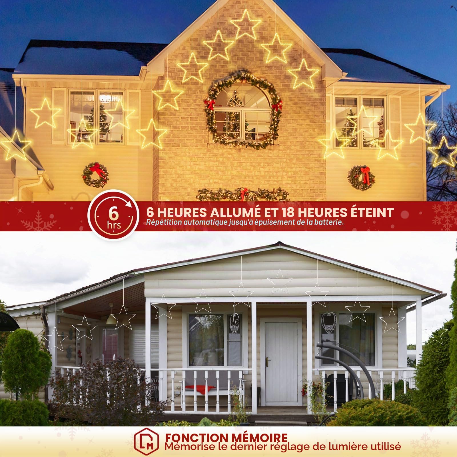 GlobaLink Lumière Étoilée Extra-Large, 50CM 70Leds | Étoiles Décoratives Pliables pour FenêtreGuirlande Led à Pile Guirlandes Lumineuses Étoile de Noël pour Décorations-iP44