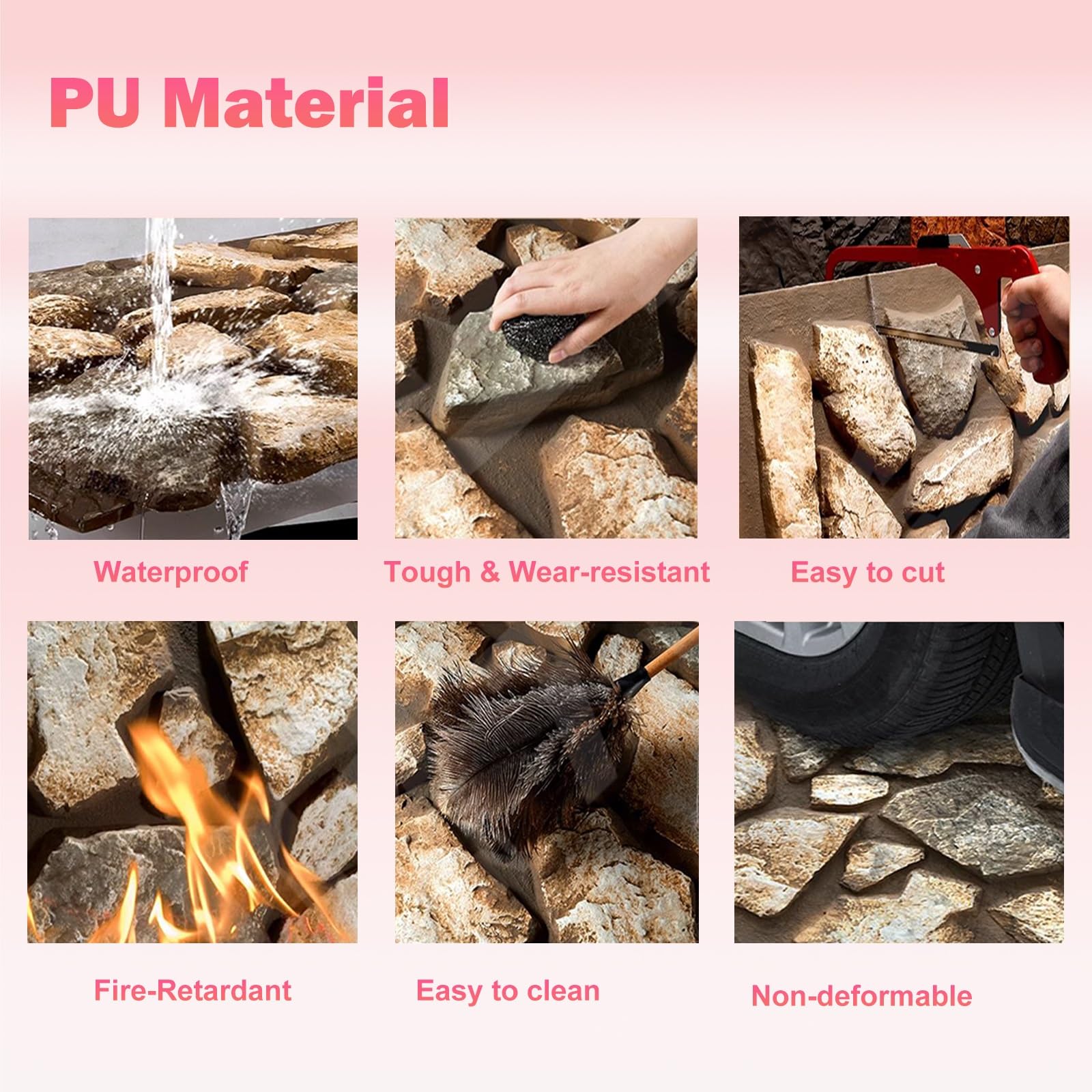 Panele ścienne 3D Panele 3D Z Efektem Kamienia Do Ścian Zewnętrznych I Wewnętrznych, 8, 10, 15, 20 Sztuk – Płytki Ścienne PU Do Kawiarni, Hoteli, Biur, Restauracji – Panele Ścienne(Style-3,1 pc)