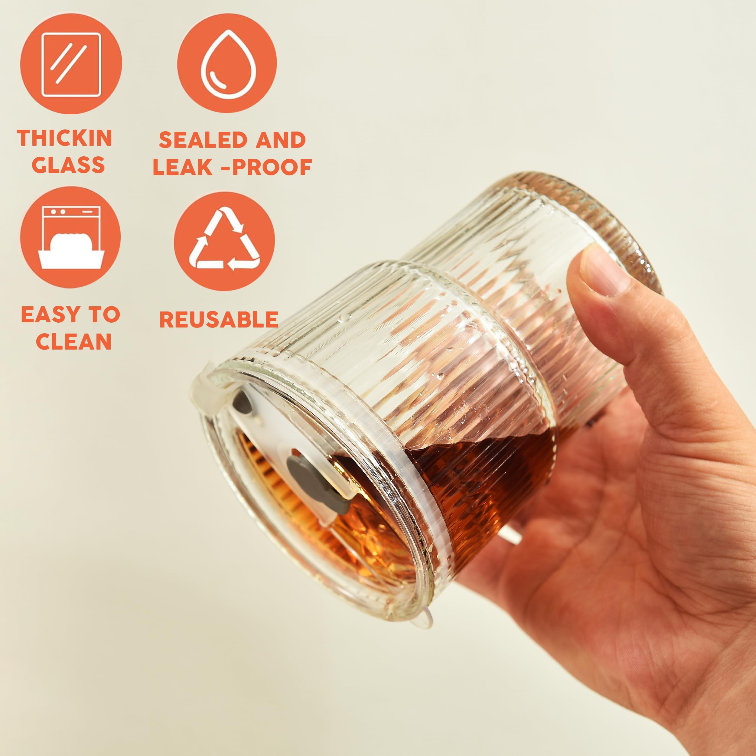 2 Pieces 400ml Glass Mug With Lid And Straw, Glass Smoothie