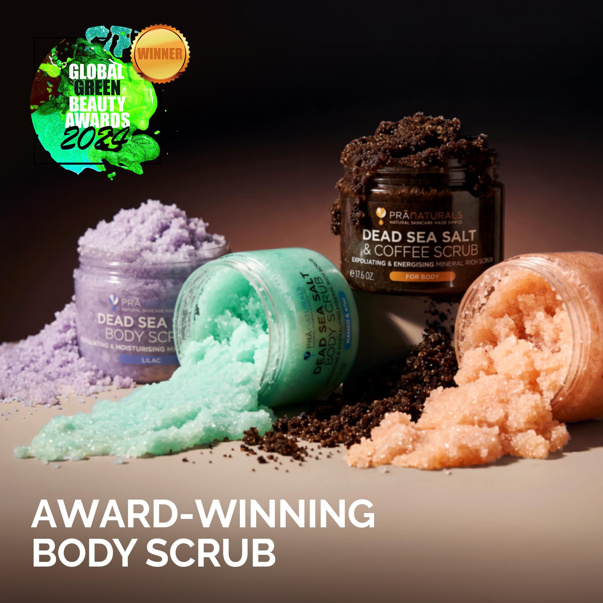 Pranaturals Scrub Corpo Rivitalizzante ai Sali del Mar Morto 500g, Esfoliante e Nutriente, Ricco di Minerali Naturali, Ideale per Tutti i Tipi di Pelle (Mango e Kiwi)