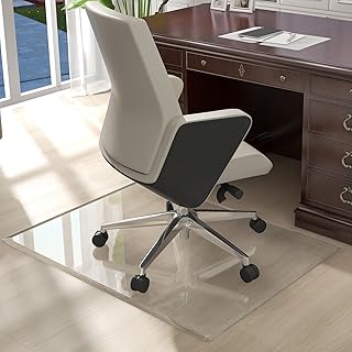 Poshions Tempered Glass Chair Mat 90 x 120 cm Floor Protection Mat 5 mm Thick Floor Protection Mat Office Chair Transparent Office Chair Mat Desk Chair Mat for Office & Home Floor Protection