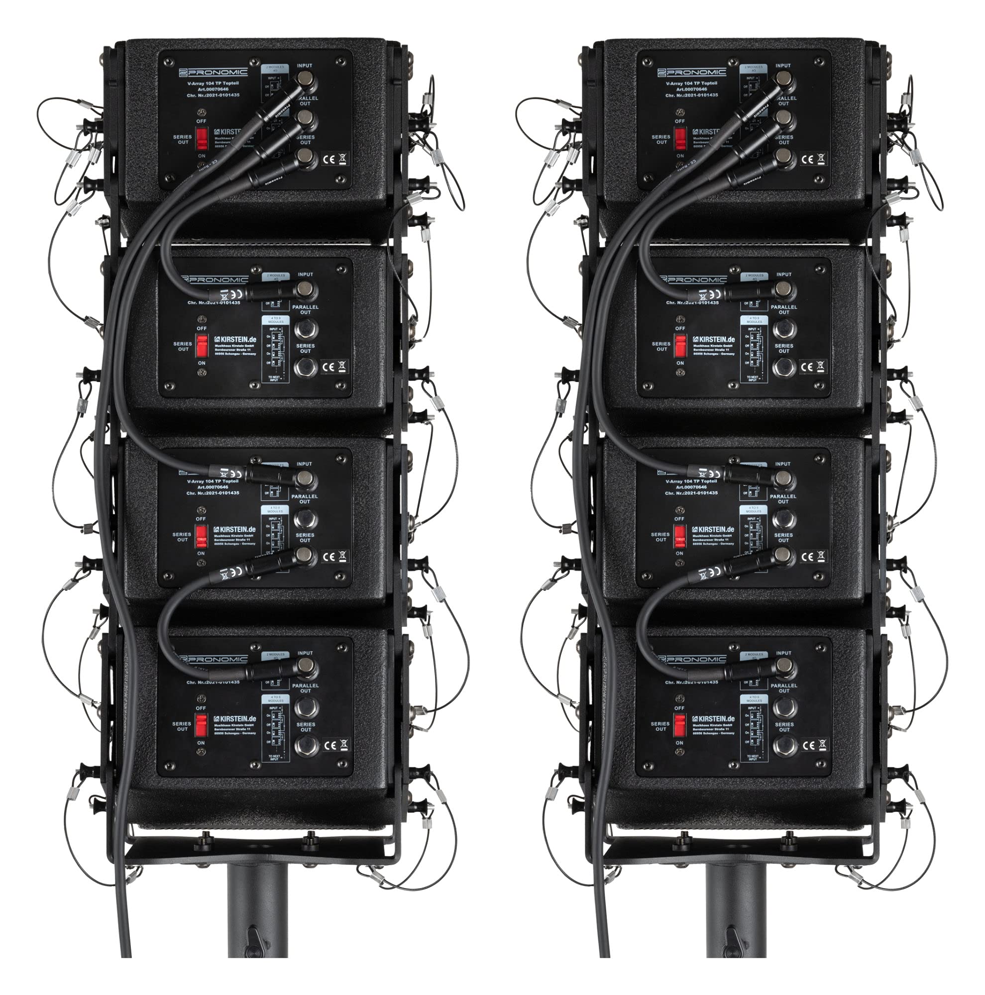 Pronomic V-Array Medium Set - Sistema PA attivo con 1680 Watt (RMS) - Adatto fino a circa 150 ascoltatori - 1x Subwoofer con 2x altoparlanti da 10" - 8x Top con altoparlanti da 4" + tweeter
