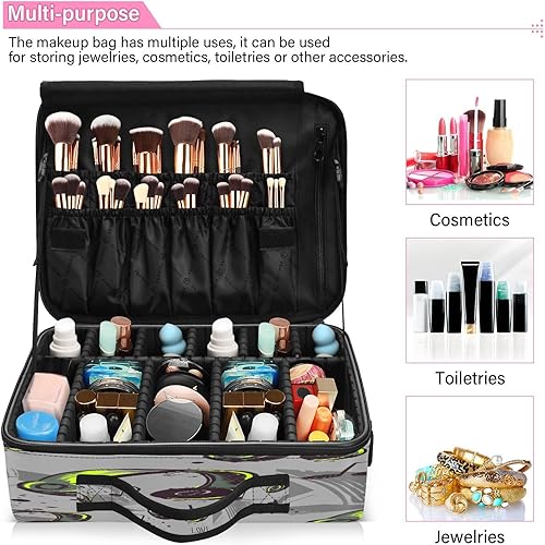 Miniatura 5 de Zathe Love Music Fun - Bolsa de cosméticos de viaje portátil de los años 80, bolsa de maquillaje de viaje, bolsa de almacenamiento de maquillaje,