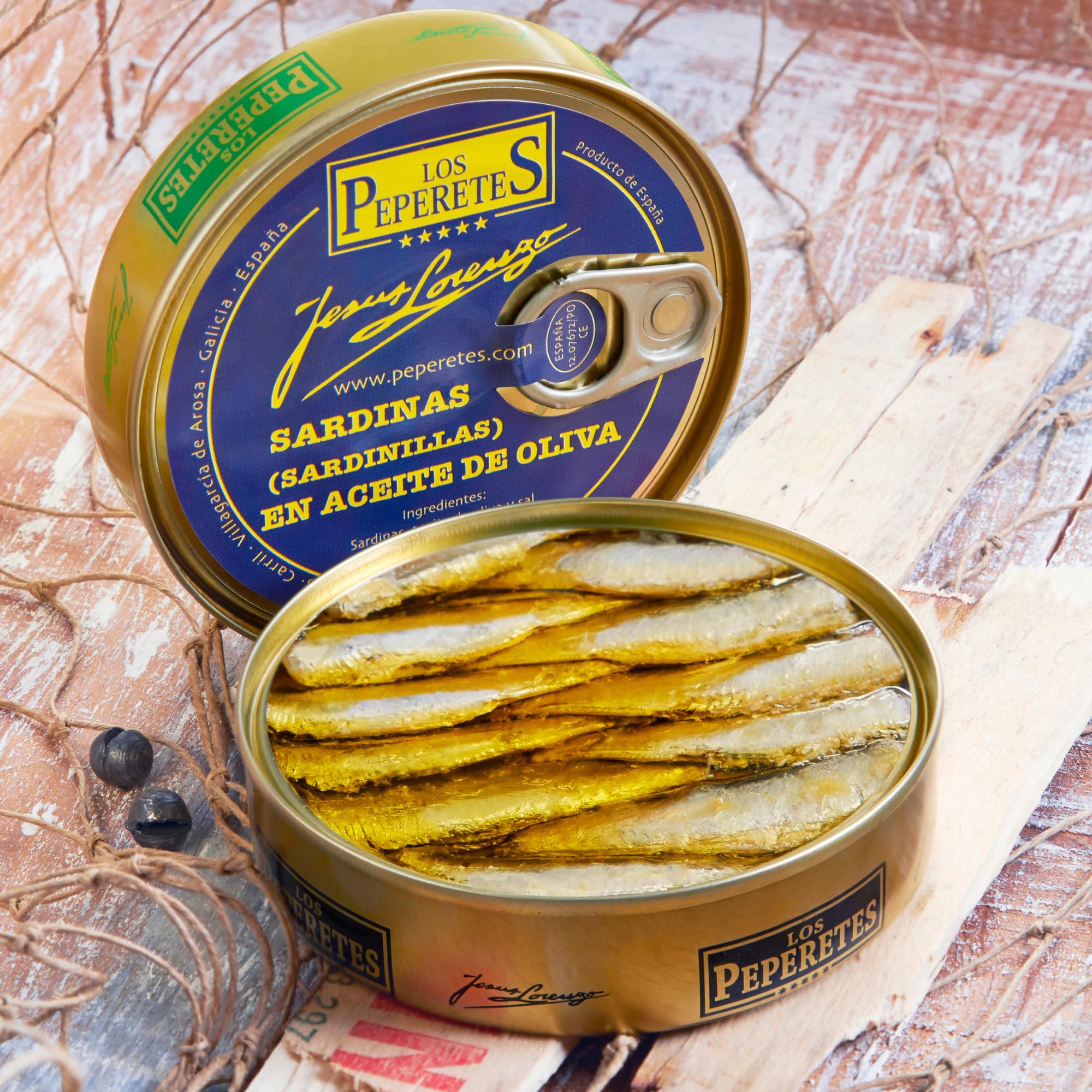 LOS PEPERETES Sardinillas Galiziane in Olio d’Oliva Extravergine 120 g | Piccole Sardine Gourmet | Conserva Artigianale Premium | Pesce Azzurro delle Rías Gallegas