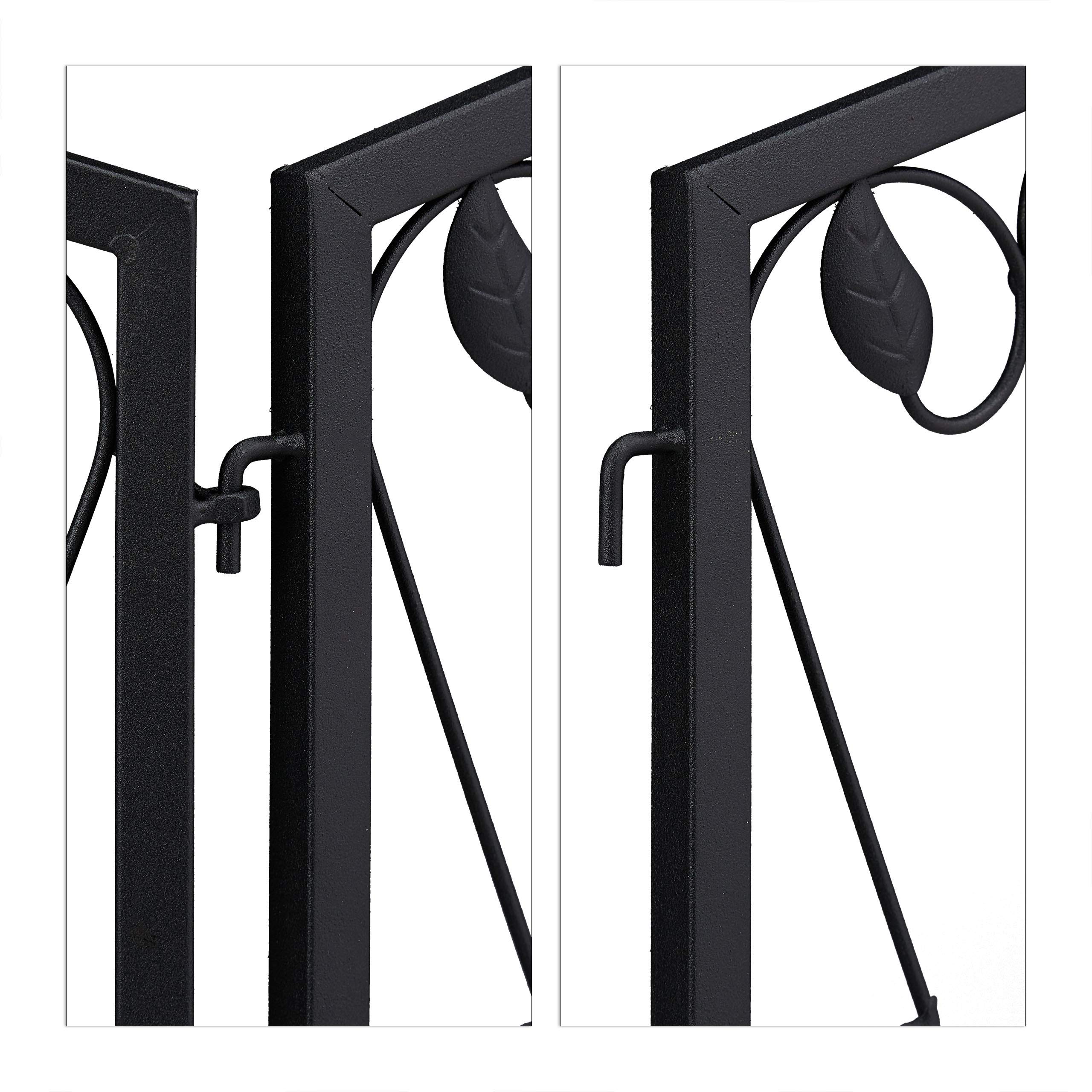 Relaxdays Recinzione da Giardino, Set 4 Pareti per Sentieri, Bordure per Aiuole Ferro Design a Foglie, 33x225 cm, Nero