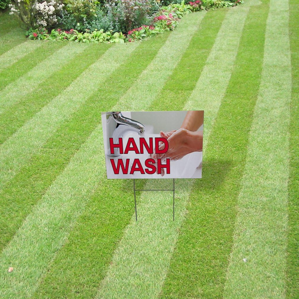 Weatherproof Yard Sign Hand Wash Outdoor Advertising Printing White Lawn Garden Health and Wellness 18x12 Inches 2 Sides Print