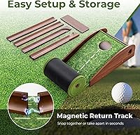 Vista 4 de Alfombrilla de golf para interiores con putter y 5 bolas, juego de devolución automática de bolas, terciopelo mate para el hogar, oficina, patio