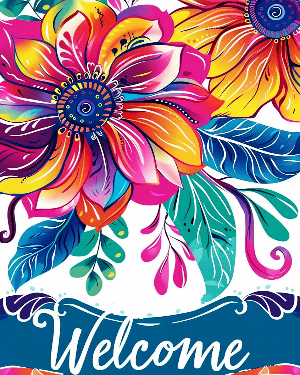 LIUBAISHI Paint by Numbers for Adults, Welcome Flowers, 40x50 cm Acrylic Canvas Painting Kit