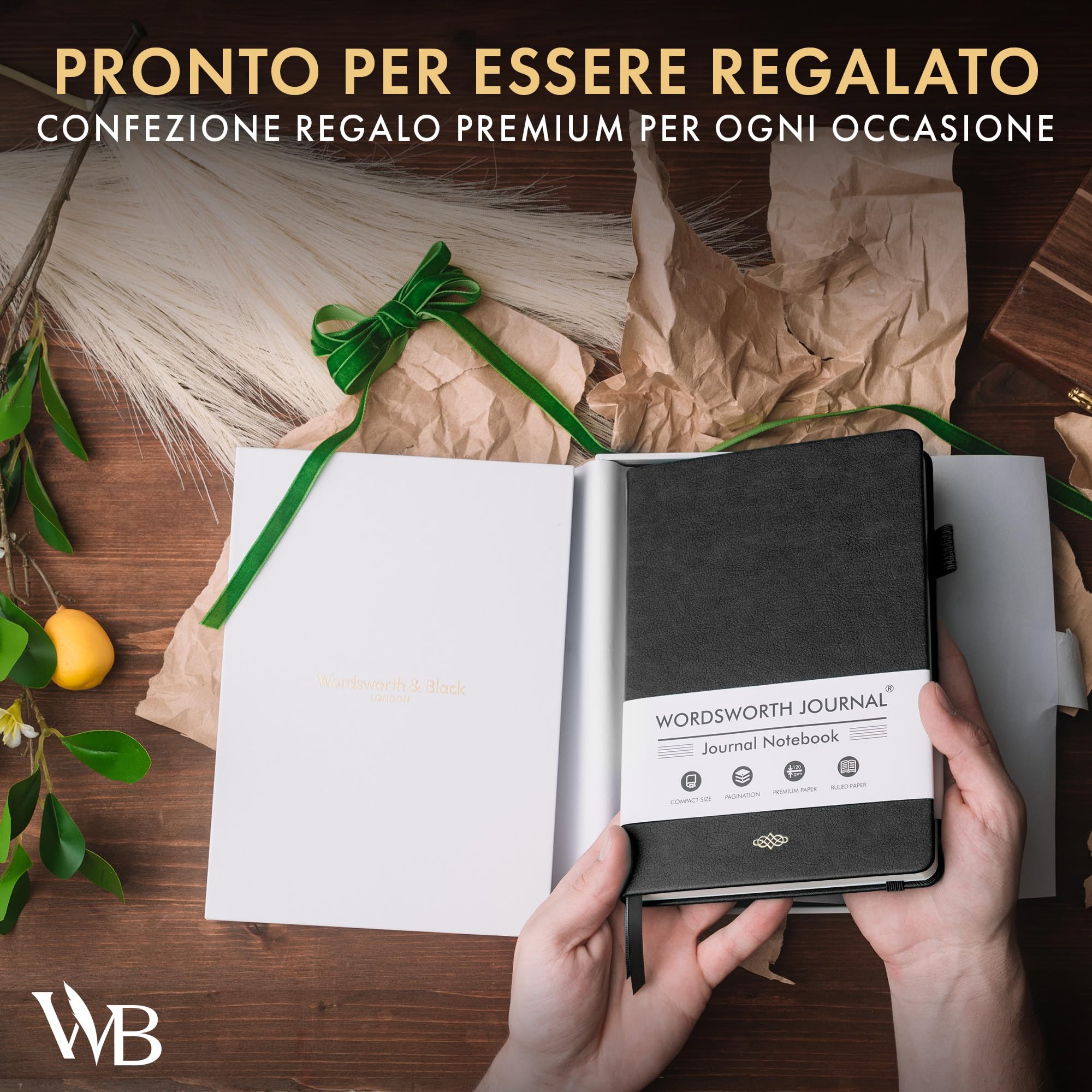 Wordsworth & Black Diario a Righe, 216 Pagine, Carta A5, Nero