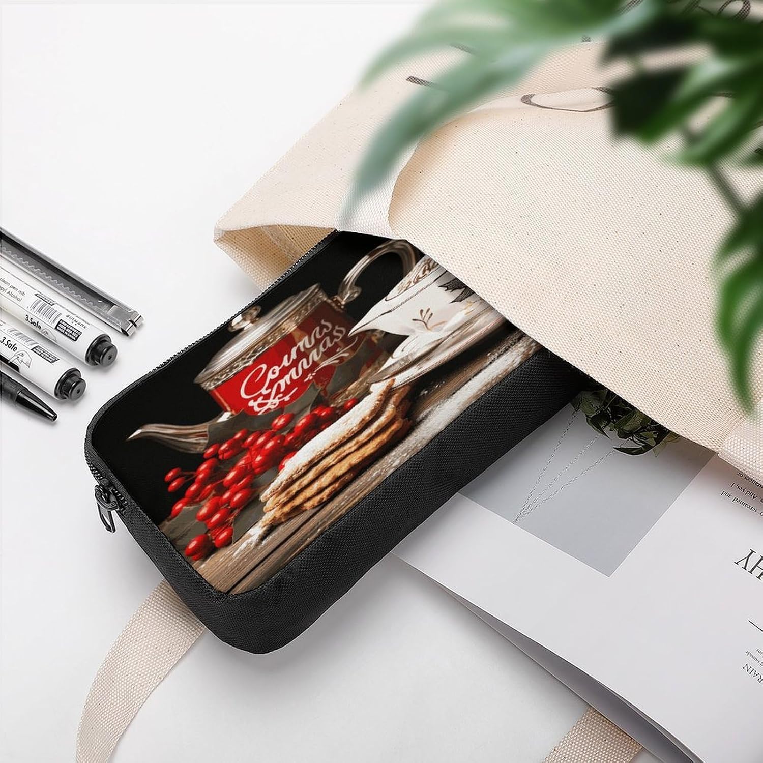 Christmas Tea Time Makeup Bag Toiletry Bag Cosmetic Bag image 4