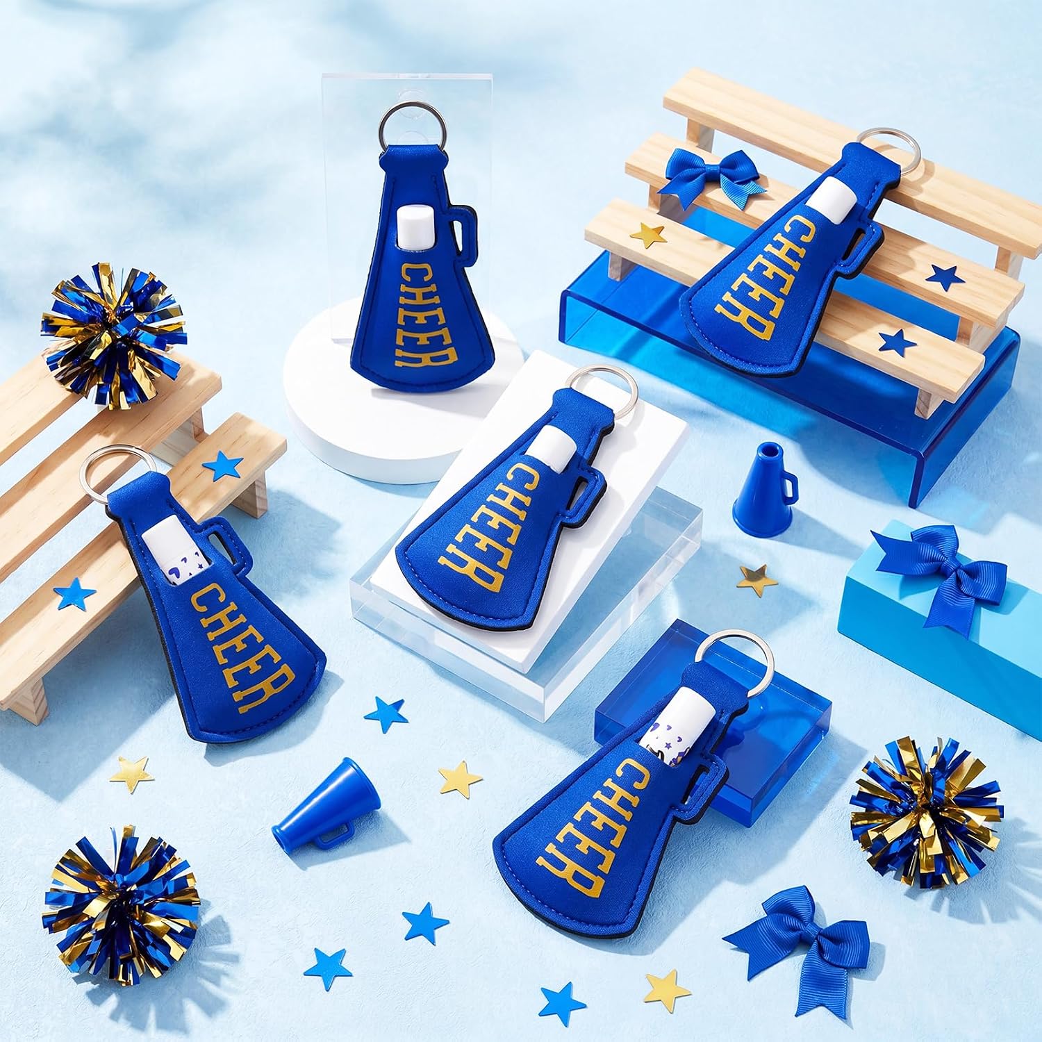 36 Pcs Cheer Lip Balm and Holder Cheerleading Team Gift, Blue Gold image 2