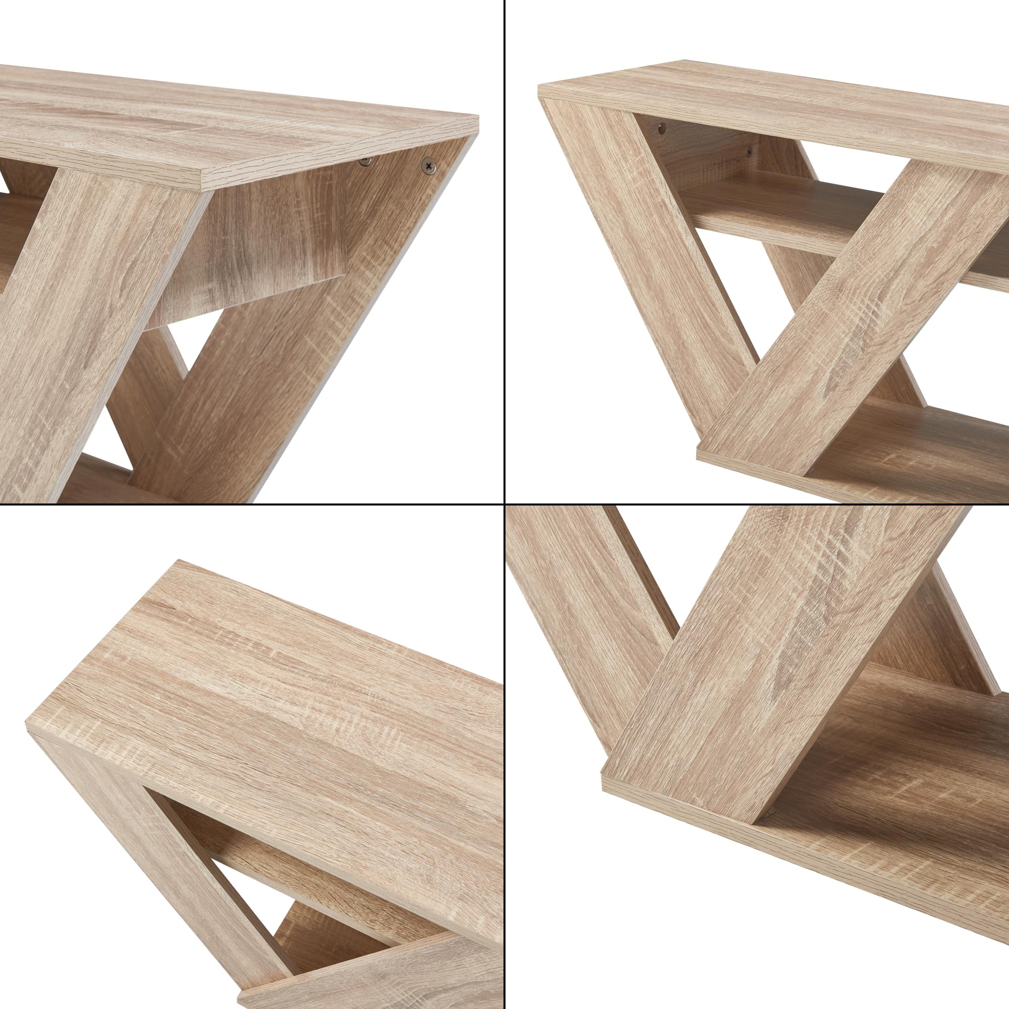 [en.casa] Meuble TV avec 2 Étagères Banc Télé avec Surfaces de Rangement Support Écran Design pour Salon Panneau de Particules 110 x 30 x 40 cm Effet Chêne