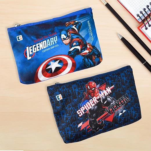 Kuber Industries Pack of 2 Pencil Pouch | Square Stationary Pencil Case | Pen-Pencil Box for Kids | School Geometry Pouch...