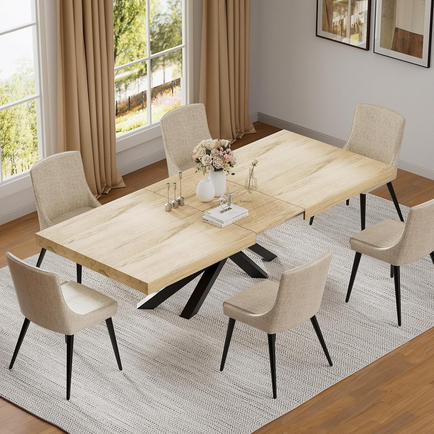 Bed Bath & Beyond 63"-79" Extendable Dining Room Table for 6 8, Modern ...