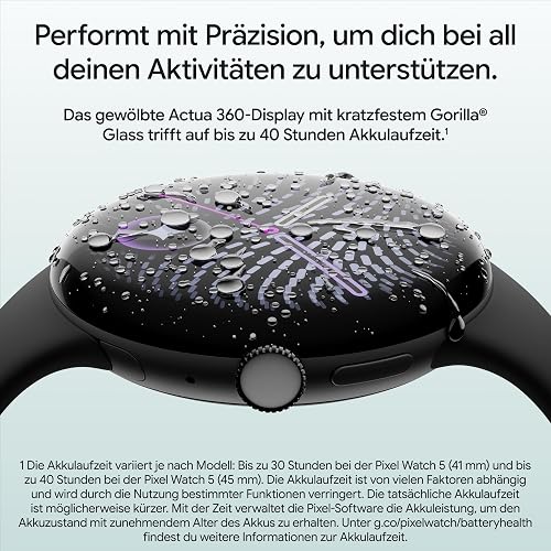 Google Pixel Watch 5 (41 mm) - Smartwatch - Black Case/Obsidian Band, Wi-Fi - 5