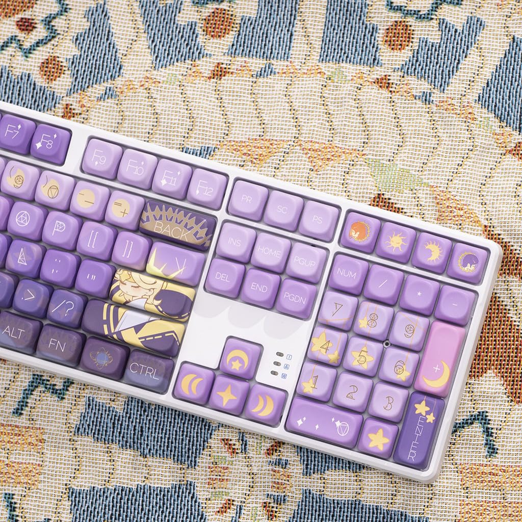 PBT Material Gradient Purple keycaps MOA XDA Profile Round keycaps Set di keycaps meccanici per tastiera compatibile con switch Cherry MX, Gateron, TTC e cloni (MOA-Starry River Dream)
