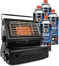 Eurocatch Chauffage à gaz - Incl. 4 cartouches de gaz - Chauffage - Chauffage de terrasse - Réglable - Portable