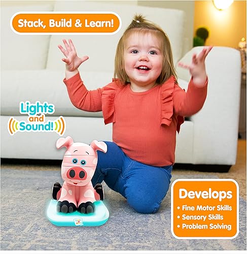 Miniatura 5 de Stack-a-Roos Baby Pig por Salus Brands - Juguete apilable de animales, juguete educativo de aprendizaje temprano para bebés y niños pequeños, a