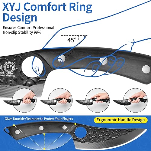 Miniatura 3 de XYJ Juego de cuchillos de chef profesional con bolsa, cuchillos de cocina japoneses, cuchillo de carne serbia para acampar al aire libre