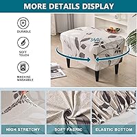 Vista 3 de KRFOONN Fundas otomanas elásticas rectangulares para reposapiés, cubiertas para taburete con estampado, funda otomana para taburete de pie