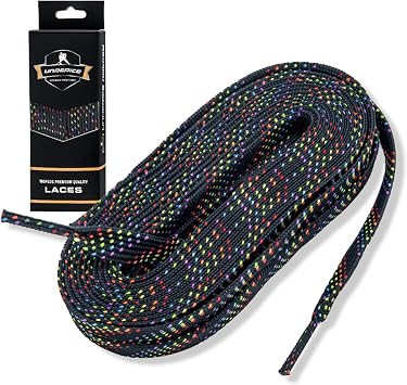 UCIE Non-Waxed Ice Hockey Skate Laces- Soft Flexible Replacement Laces for Youth & Adult Ice Hockey Skates,Black Multi-Color