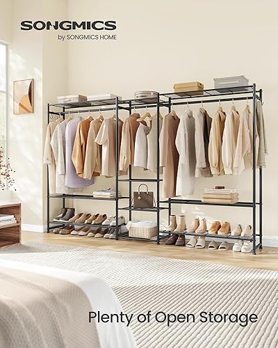 Miniatura 3 de SONGMICS Portable Closet Wardrobe, Heavy-Duty Clothes Rack, Freestanding Clothing Rack with 10 Shelves, 3 Hanging Rods, 4 S‑Hooks, Metal Frame, for