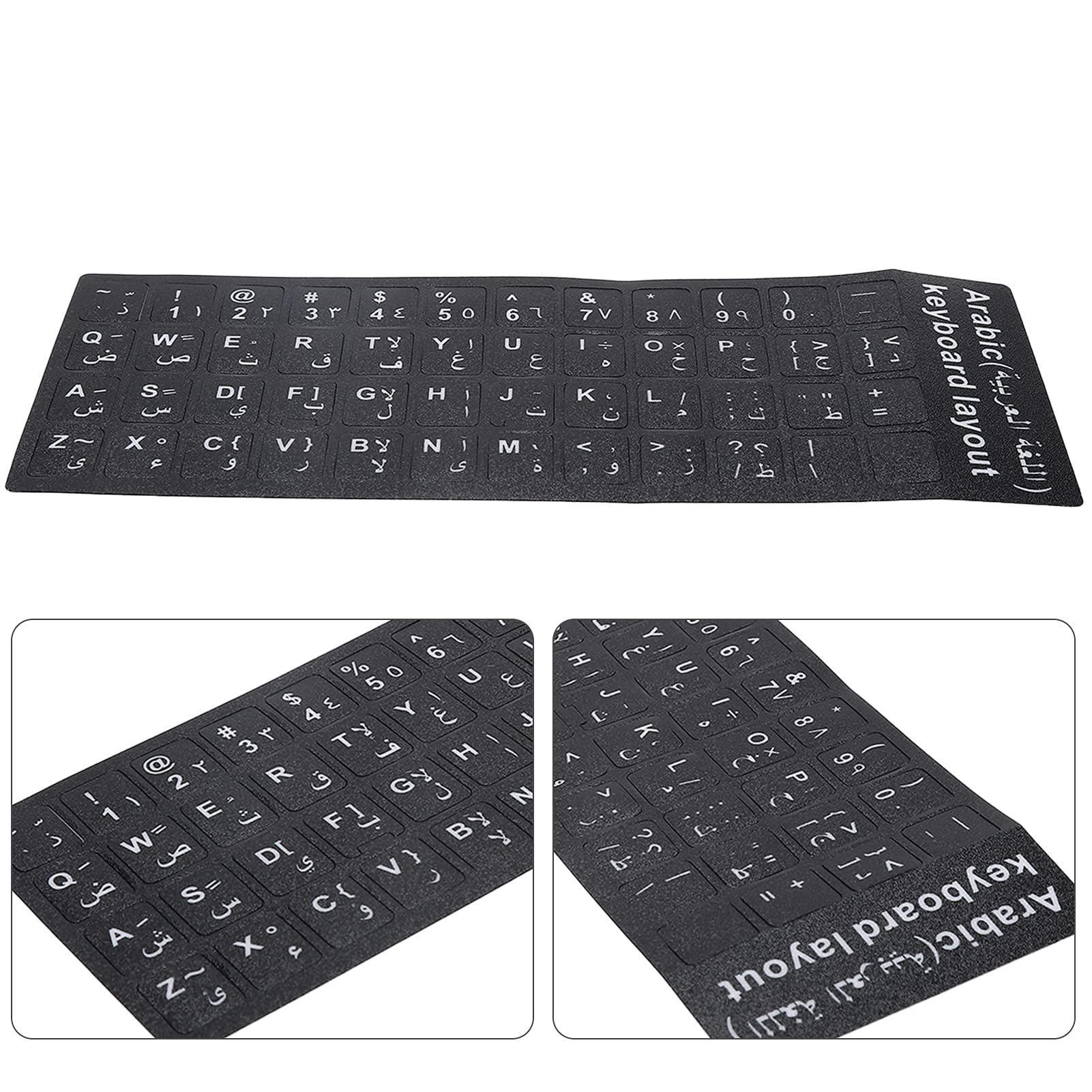 Fydun Adesivo per Tastiera Sfondo Nero Impermeabile Arabo per Notebook Desktop Pc Schede del Personale del Computer Adesivo per Tastiera Araba per Laptop