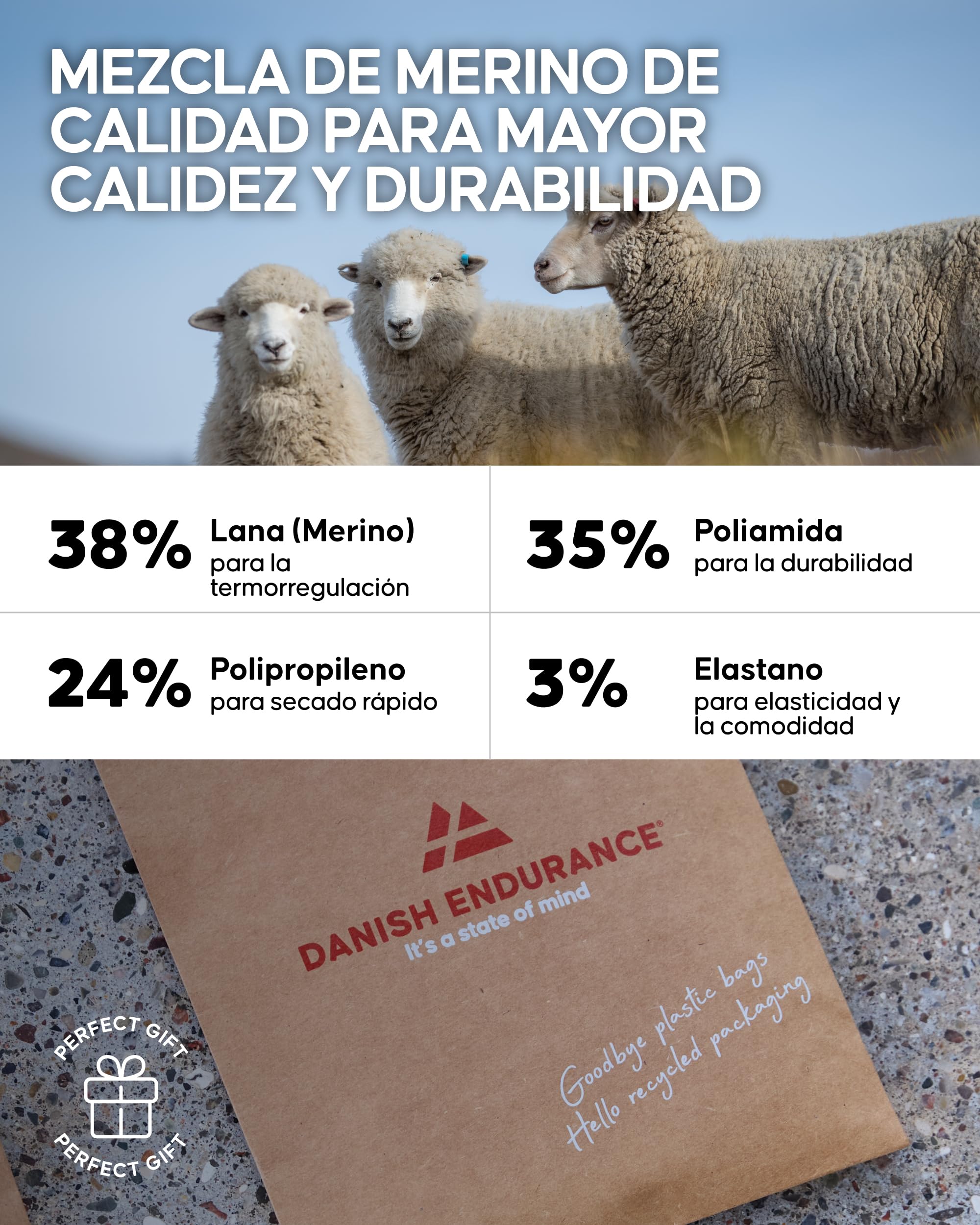 DANISH ENDURANCE Calcetines de Algodón Orgánico, Suaves, Transpirables, Hombre y Mujer, 1 Pack