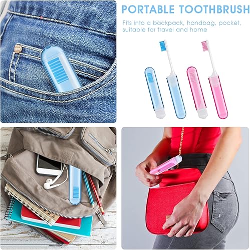 Miniatura 6 de Sibba Kit de soportes para cepillos de dientes de viaje, cerdas suaves, cepillos de dientes, tamaño pequeño, portátil, pequeño, plegable, paquete